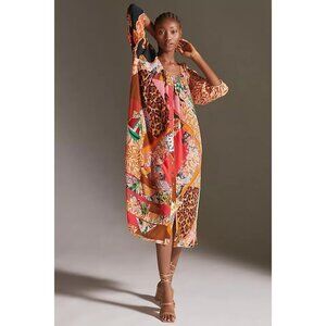 Anthropologie Geisha Designs Collage Midi Dress Womens Size XL Boho Mixed Print
